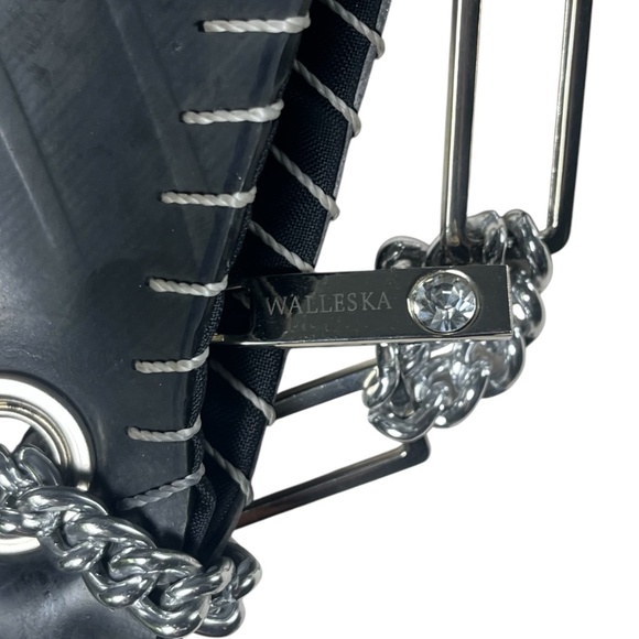 Walleska Ecochic Black Recycled Rubber Handbag Purse Silver Chain &Rubber Handle - Picture 4 of 13